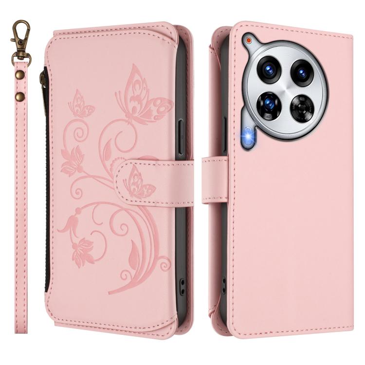 For Tecno Camon 30 Premier Butterfly Love Flower Multi-card Zipper Wallet Leather Phone Case