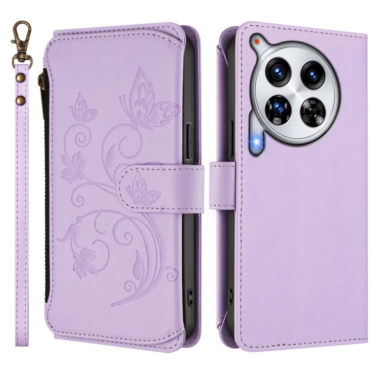 For Tecno Camon 30 Premier Butterfly Love Flower Multi-card Zipper Wallet Leather Phone Case