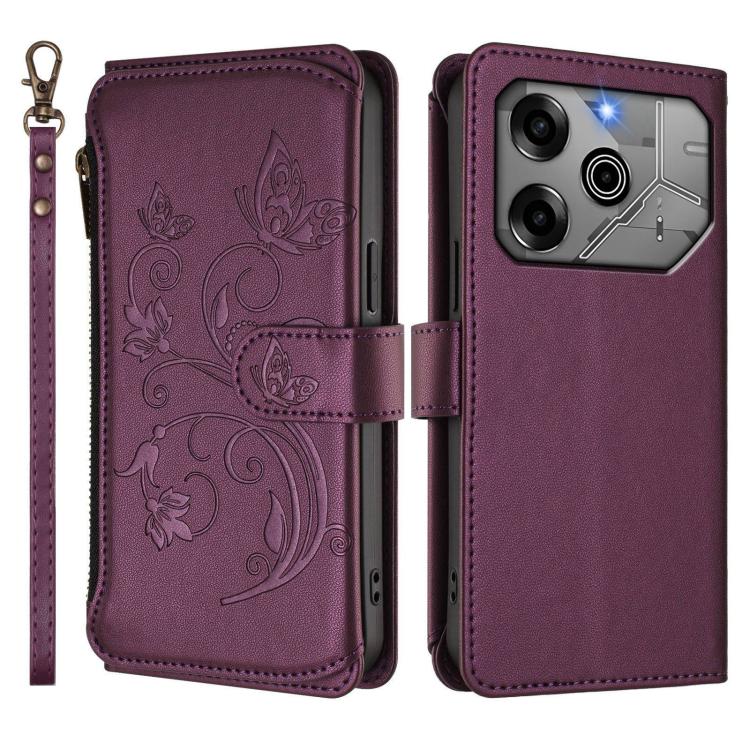 For Tecno Pova 6 5G / 6 Pro 5G Butterfly Love Flower Multi-card Zipper Wallet Leather Phone Case