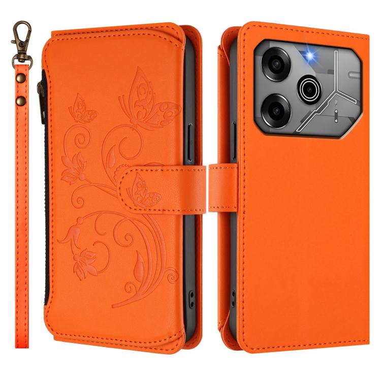 For Tecno Pova 6 5G / 6 Pro 5G Butterfly Love Flower Multi-card Zipper Wallet Leather Phone Case