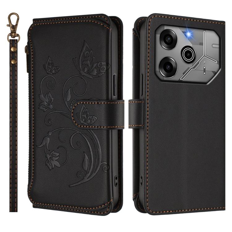 For Tecno Pova 6 5G / 6 Pro 5G Butterfly Love Flower Multi-card Zipper Wallet Leather Phone Case