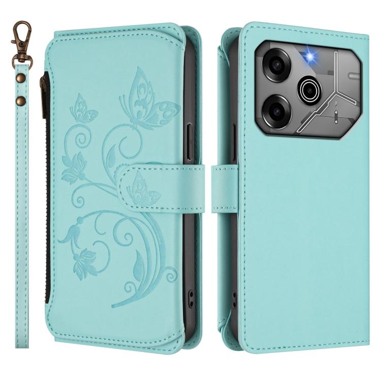 For Tecno Pova 6 5G / 6 Pro 5G Butterfly Love Flower Multi-card Zipper Wallet Leather Phone Case
