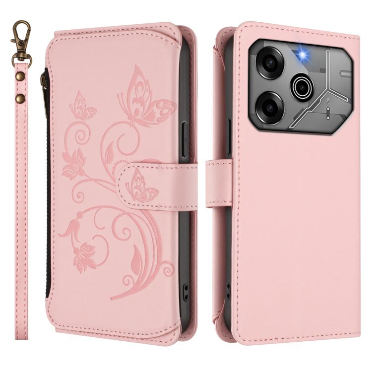 For Tecno Pova 6 5G / 6 Pro 5G Butterfly Love Flower Multi-card Zipper Wallet Leather Phone Case