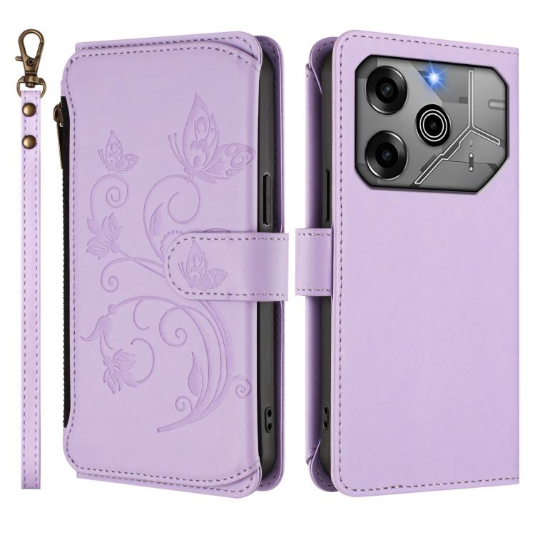 For Tecno Pova 6 5G / 6 Pro 5G Butterfly Love Flower Multi-card Zipper Wallet Leather Phone Case
