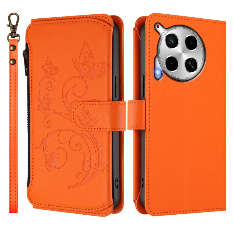 For Tecno Camon 30 4G / 5G Butterfly Love Flower Multi-card Zipper Wallet Leather Phone Case