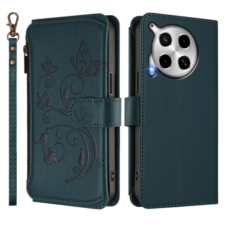 For Tecno Camon 30 4G / 5G Butterfly Love Flower Multi-card Zipper Wallet Leather Phone Case