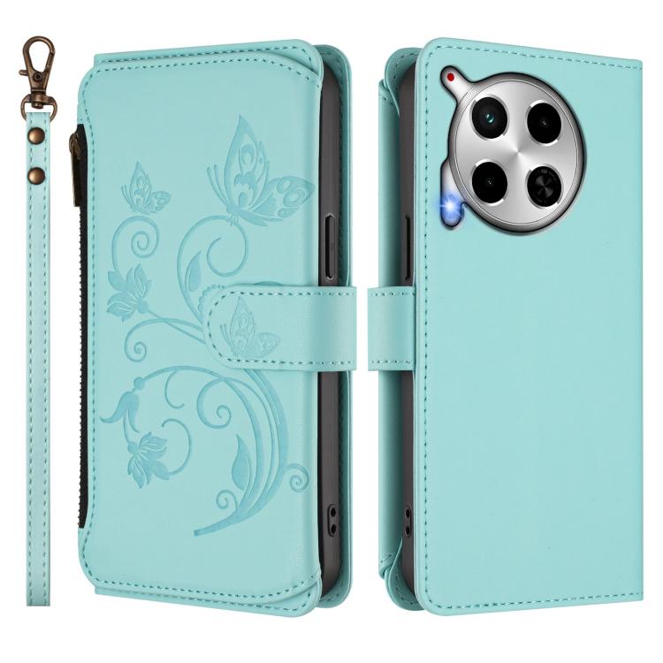 For Tecno Camon 30 4G / 5G Butterfly Love Flower Multi-card Zipper Wallet Leather Phone Case