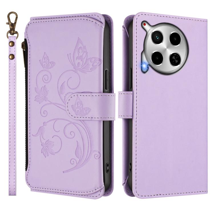 For Tecno Camon 30 4G / 5G Butterfly Love Flower Multi-card Zipper Wallet Leather Phone Case