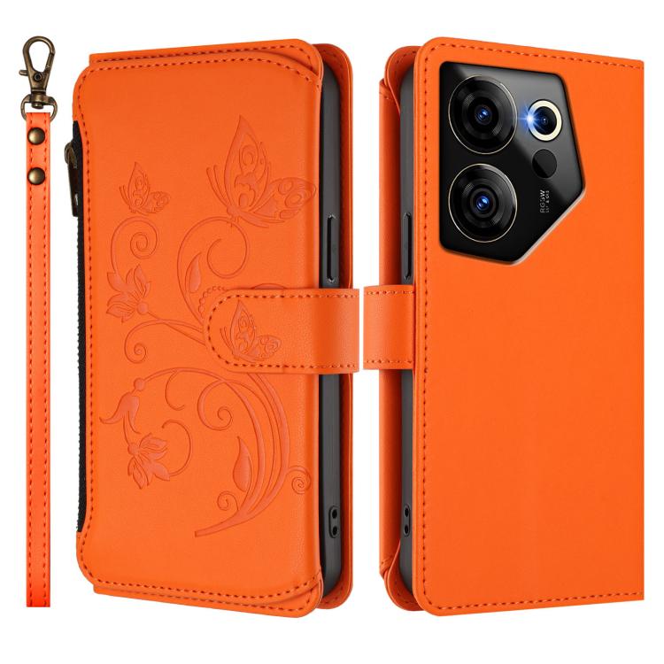 For Tecno Camon 20 Premier 5G Butterfly Love Flower Multi-card Zipper Wallet Leather Phone Case