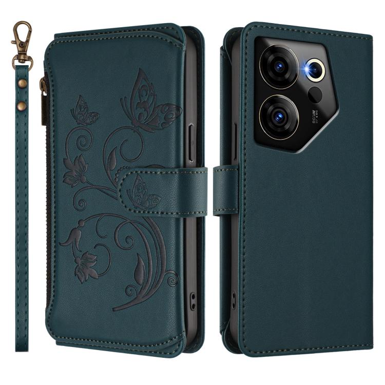 For Tecno Camon 20 Premier 5G Butterfly Love Flower Multi-card Zipper Wallet Leather Phone Case