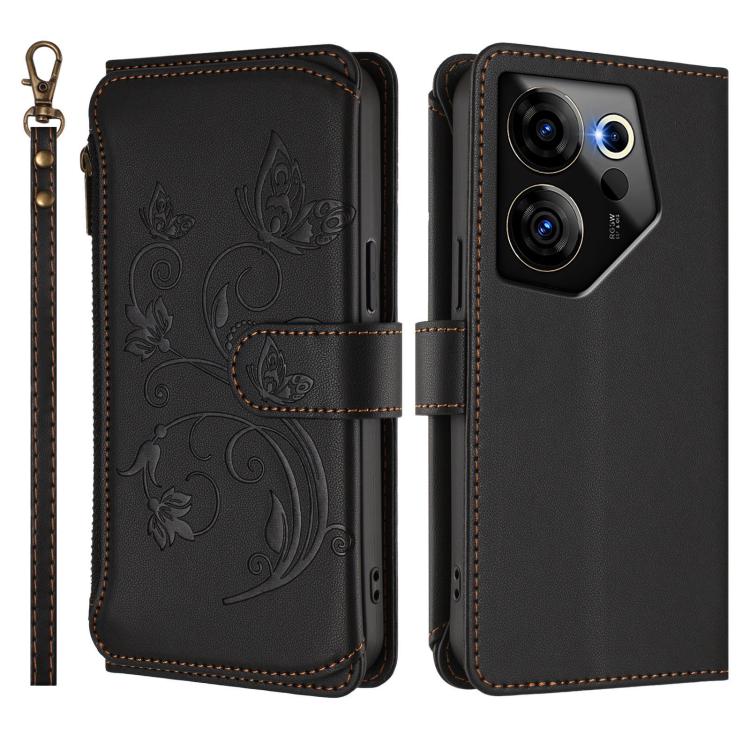 For Tecno Camon 20 Premier 5G Butterfly Love Flower Multi-card Zipper Wallet Leather Phone Case