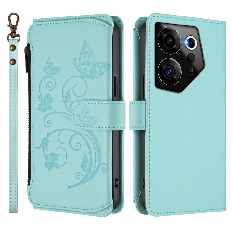 For Tecno Camon 20 Premier 5G Butterfly Love Flower Multi-card Zipper Wallet Leather Phone Case