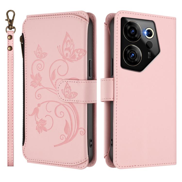 For Tecno Camon 20 Premier 5G Butterfly Love Flower Multi-card Zipper Wallet Leather Phone Case