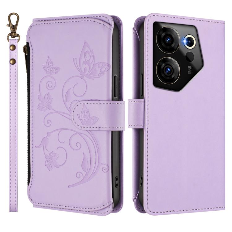 For Tecno Camon 20 Premier 5G Butterfly Love Flower Multi-card Zipper Wallet Leather Phone Case
