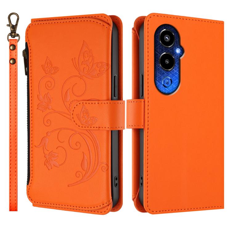 For Tecno Pova 4 Pro Butterfly Love Flower Multi-card Zipper Wallet Leather Phone Case