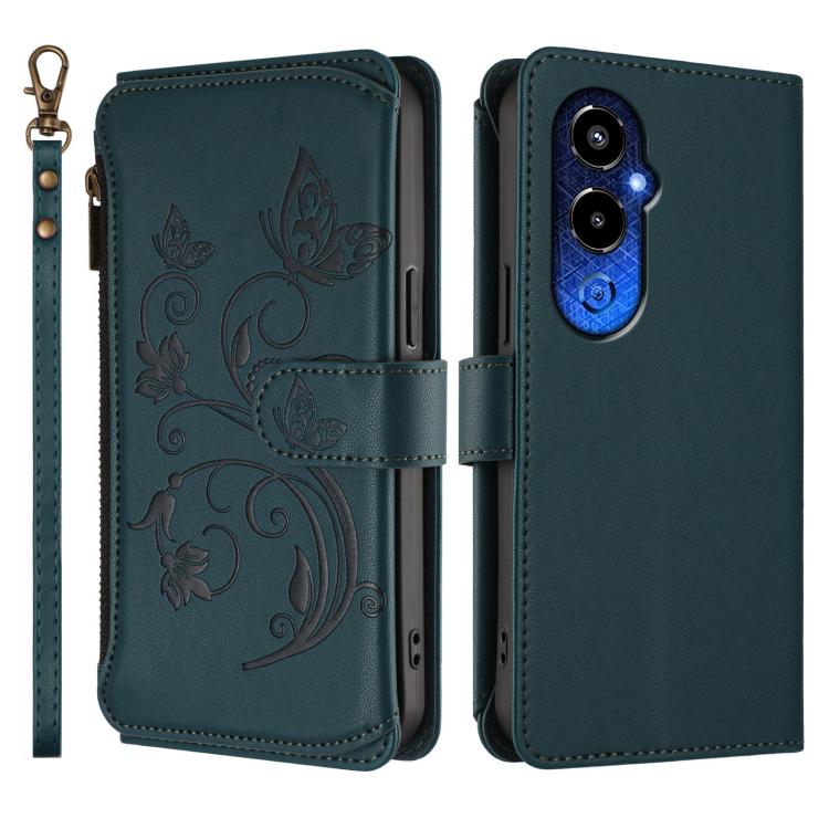 For Tecno Pova 4 Pro Butterfly Love Flower Multi-card Zipper Wallet Leather Phone Case