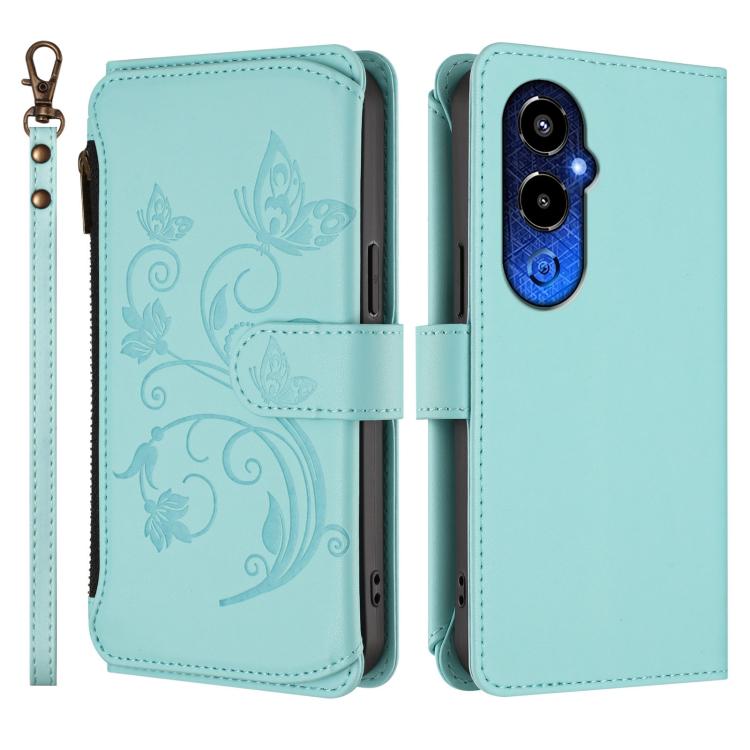 For Tecno Pova 4 Pro Butterfly Love Flower Multi-card Zipper Wallet Leather Phone Case