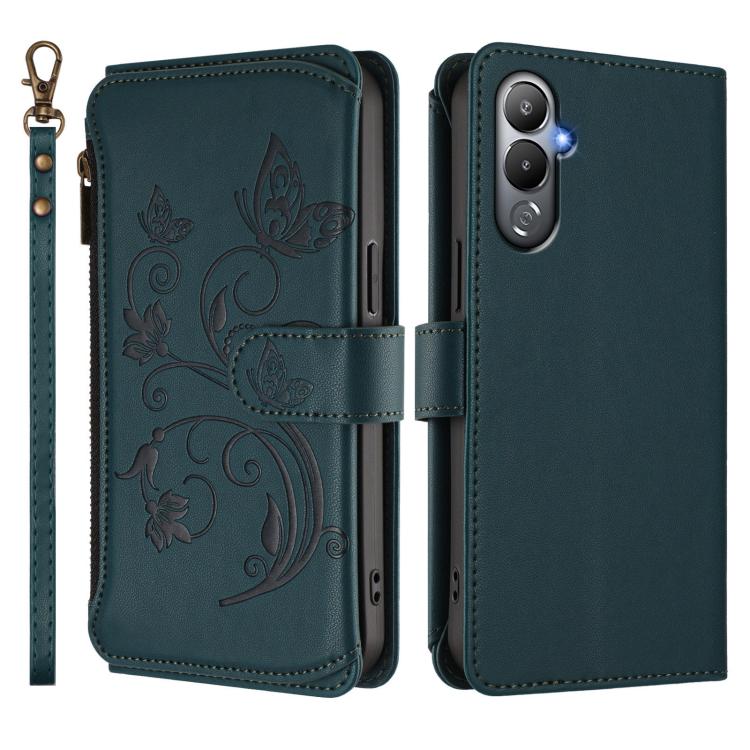 For Tecno Pova 4 Butterfly Love Flower Multi-card Zipper Wallet Leather Phone Case