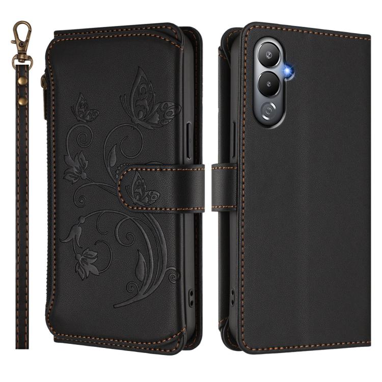 For Tecno Pova 4 Butterfly Love Flower Multi-card Zipper Wallet Leather Phone Case