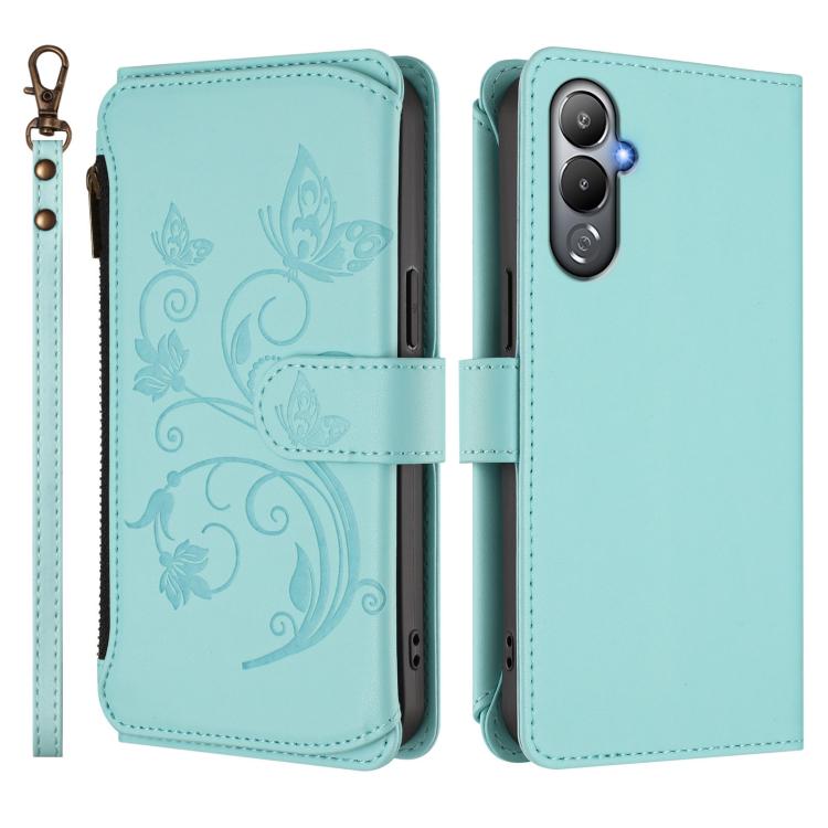 For Tecno Pova 4 Butterfly Love Flower Multi-card Zipper Wallet Leather Phone Case