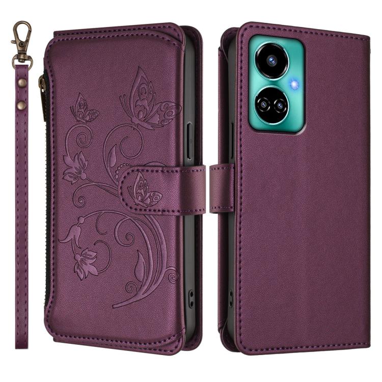 For Tecno Camon 19 / 19 Pro 5G Butterfly Love Flower Multi-card Zipper Wallet Leather Phone Case