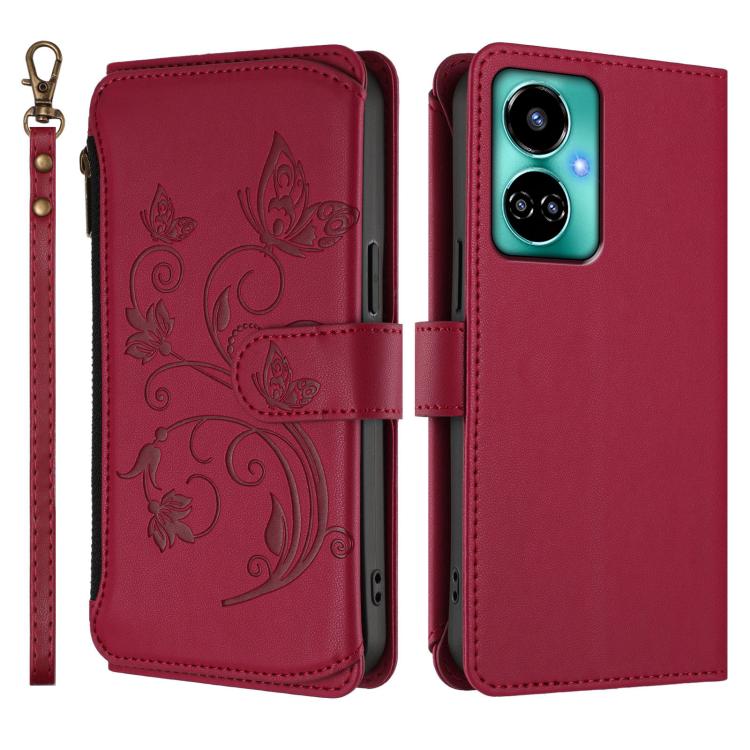 For Tecno Camon 19 / 19 Pro 5G Butterfly Love Flower Multi-card Zipper Wallet Leather Phone Case