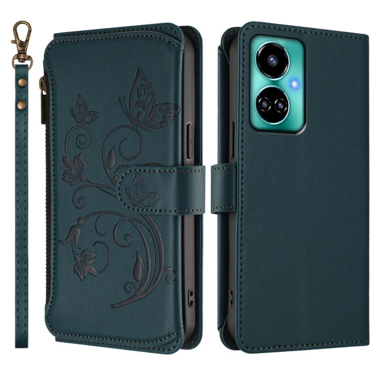 For Tecno Camon 19 / 19 Pro 5G Butterfly Love Flower Multi-card Zipper Wallet Leather Phone Case