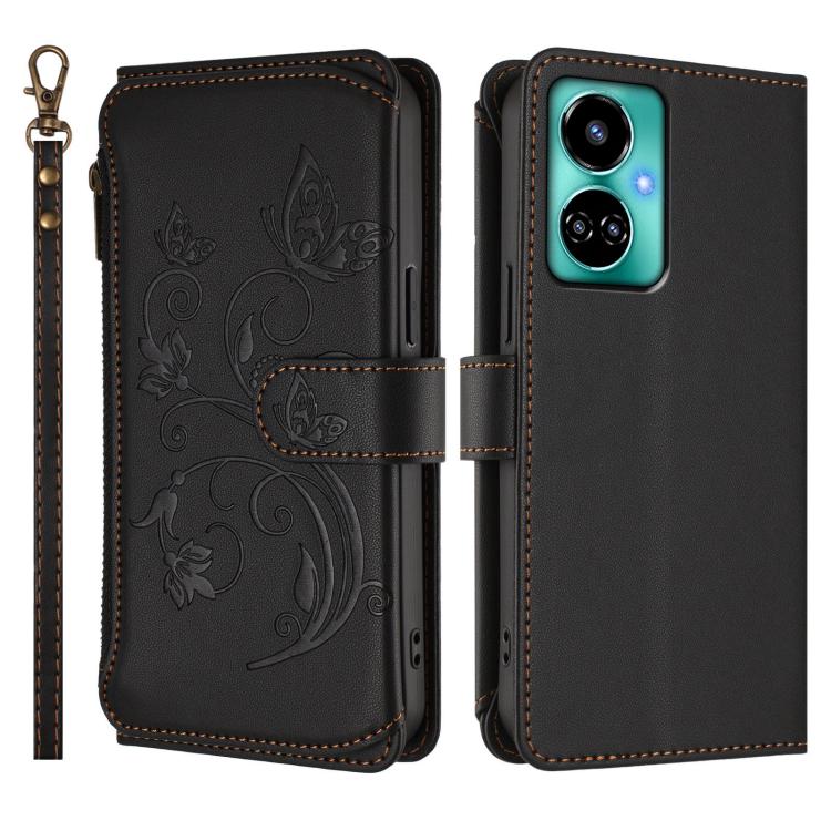 For Tecno Camon 19 / 19 Pro 5G Butterfly Love Flower Multi-card Zipper Wallet Leather Phone Case