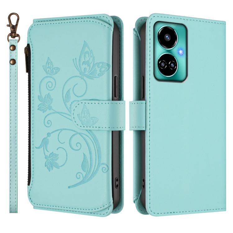 For Tecno Camon 19 / 19 Pro 5G Butterfly Love Flower Multi-card Zipper Wallet Leather Phone Case