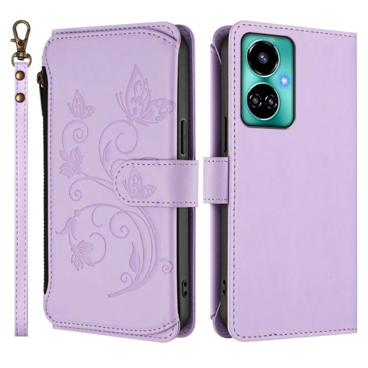 For Tecno Camon 19 / 19 Pro 5G Butterfly Love Flower Multi-card Zipper Wallet Leather Phone Case