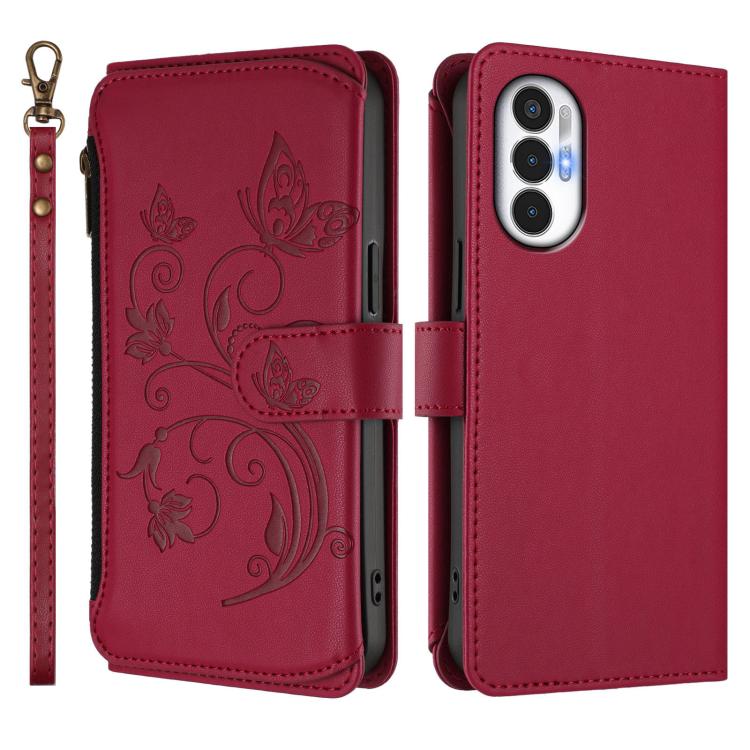 For Tecno Pova 3 Butterfly Love Flower Multi-card Zipper Wallet Leather Phone Case