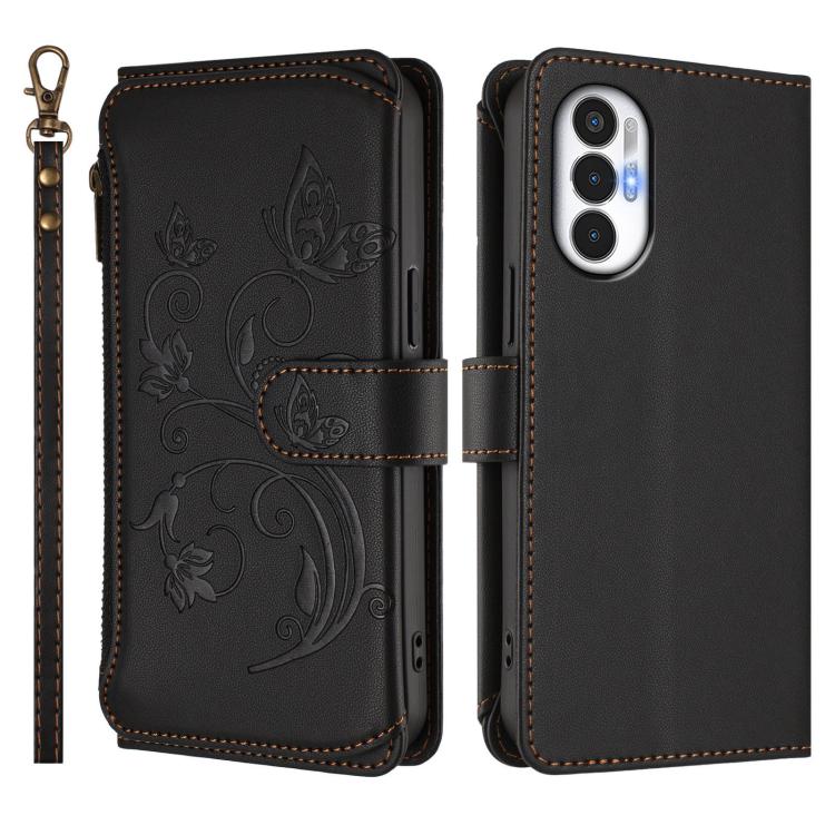 For Tecno Pova 3 Butterfly Love Flower Multi-card Zipper Wallet Leather Phone Case