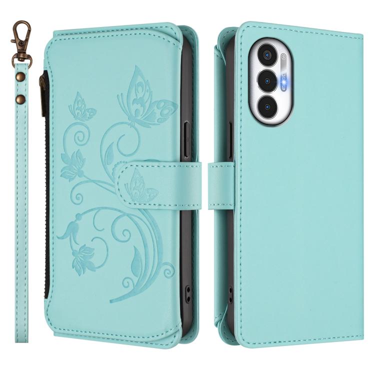 For Tecno Pova 3 Butterfly Love Flower Multi-card Zipper Wallet Leather Phone Case