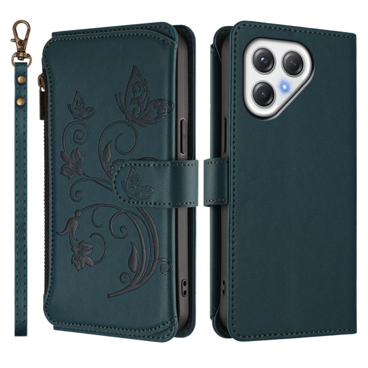 For Tecno Pova 7 4G Butterfly Love Flower Multi-card Zipper Wallet Leather Phone Case