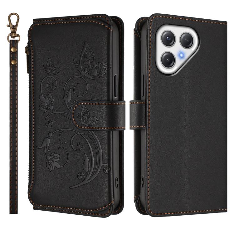 For Tecno Pova 7 4G Butterfly Love Flower Multi-card Zipper Wallet Leather Phone Case