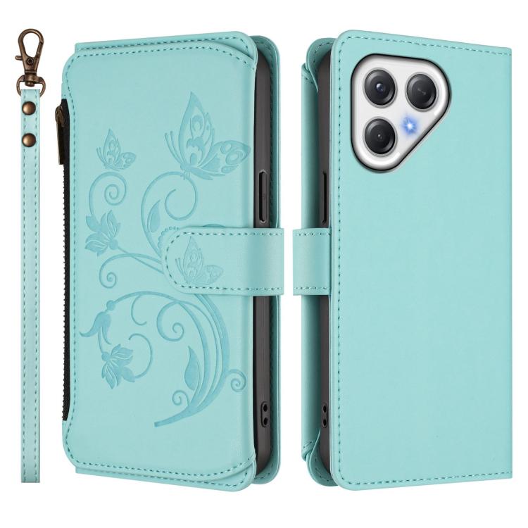 For Tecno Pova 7 4G Butterfly Love Flower Multi-card Zipper Wallet Leather Phone Case