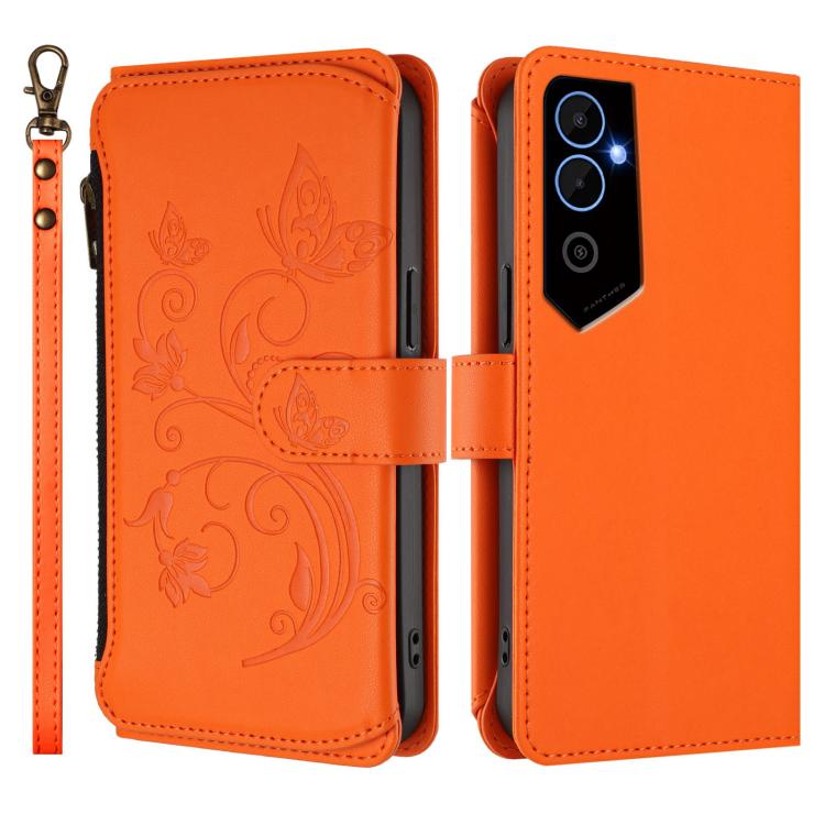 For Tecno Pova Neo 2 Butterfly Love Flower Multi-card Zipper Wallet Leather Phone Case