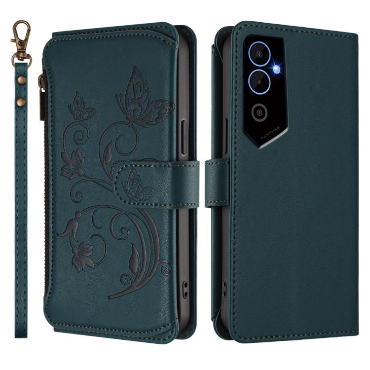 For Tecno Pova Neo 2 Butterfly Love Flower Multi-card Zipper Wallet Leather Phone Case