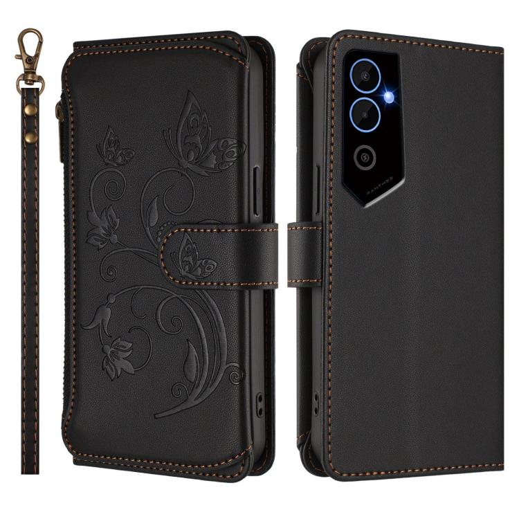 For Tecno Pova Neo 2 Butterfly Love Flower Multi-card Zipper Wallet Leather Phone Case