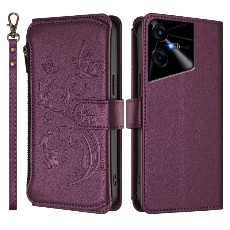 For Tecno Pova Neo 3 Butterfly Love Flower Multi-card Zipper Wallet Leather Phone Case