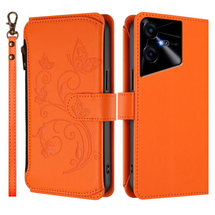 For Tecno Pova Neo 3 Butterfly Love Flower Multi-card Zipper Wallet Leather Phone Case