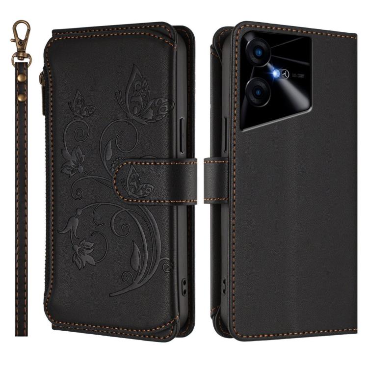 For Tecno Pova Neo 3 Butterfly Love Flower Multi-card Zipper Wallet Leather Phone Case