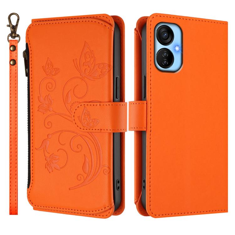 For Tecno Spark 9T / 9 Pro Butterfly Love Flower Multi-card Zipper Wallet Leather Phone Case