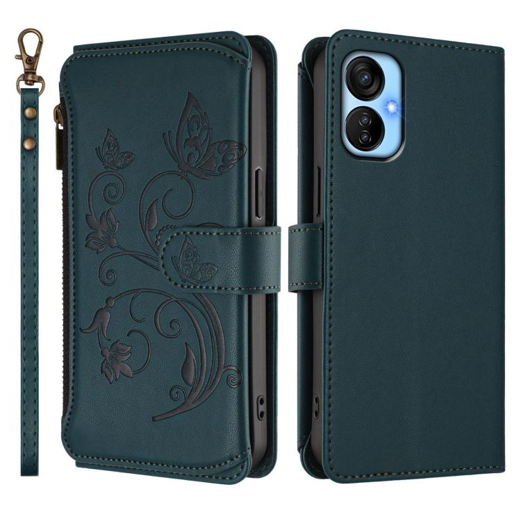 For Tecno Spark 9T / 9 Pro Butterfly Love Flower Multi-card Zipper Wallet Leather Phone Case
