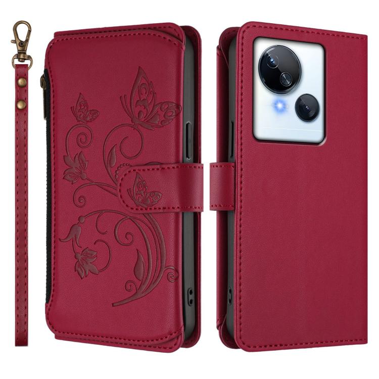 For Tecno Spark 10 5G Butterfly Love Flower Multi-card Zipper Wallet Leather Phone Case