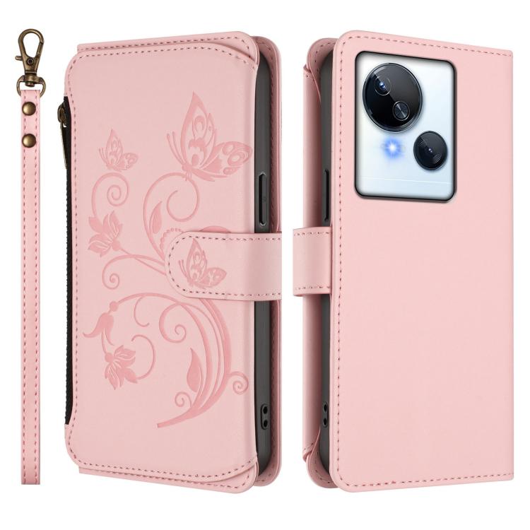 For Tecno Spark 10 5G Butterfly Love Flower Multi-card Zipper Wallet Leather Phone Case
