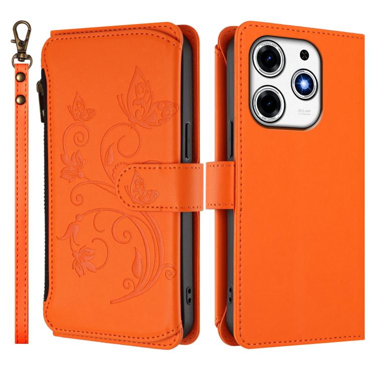 For Tecno Spark 10 Pro Magic Butterfly Love Flower Multi-card Zipper Wallet Leather Phone Case