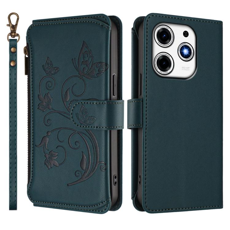 For Tecno Spark 10 Pro Magic Butterfly Love Flower Multi-card Zipper Wallet Leather Phone Case
