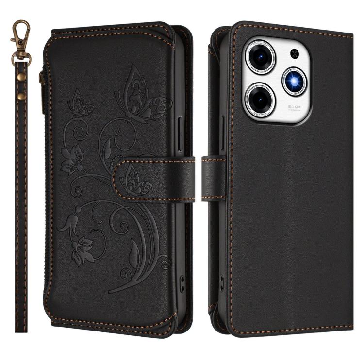 For Tecno Spark 10 Pro Magic Butterfly Love Flower Multi-card Zipper Wallet Leather Phone Case