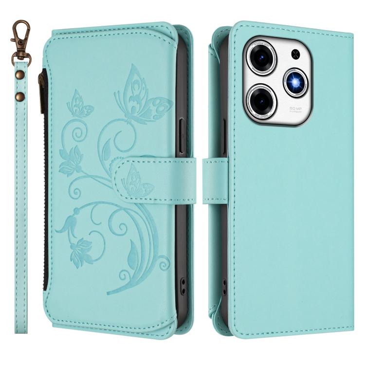 For Tecno Spark 10 Pro Magic Butterfly Love Flower Multi-card Zipper Wallet Leather Phone Case
